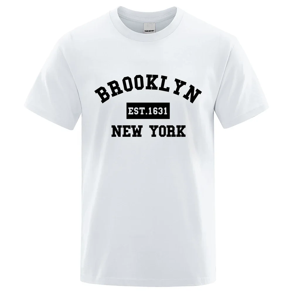 Hot Sale NO.1631 Brooklyn‘New York Letters Printde Men's and Women's Short Sleeve T-Shirt Classic O-neck Unisex Tops Summer