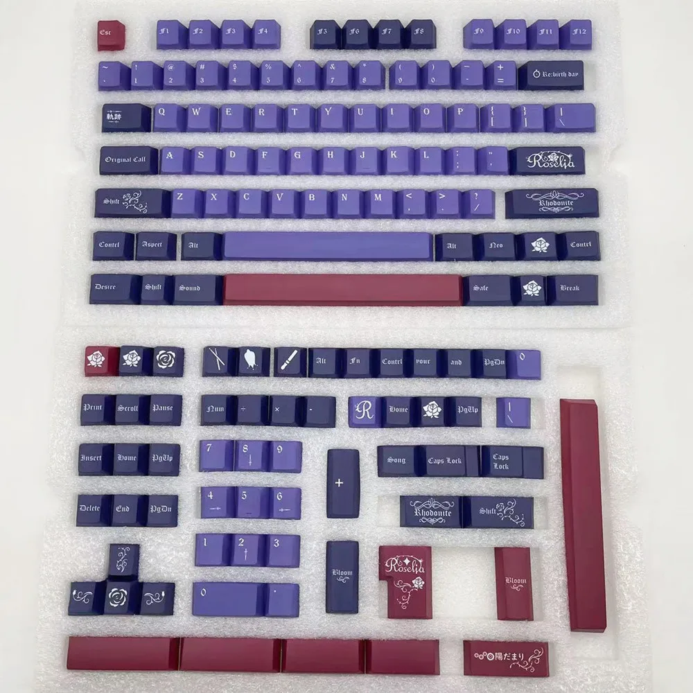 Mechanical Keyboard Rosebush Keycap 142 Keys/Set Neo Aspect Roselia ISO Enter Cherry Profile PBT DYE Sublimation For MX Switches