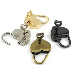 1 Pcs Heart Shape Vintage Metal Mini Padlock Bag Suitcase Luggage Box Key Lock With Key