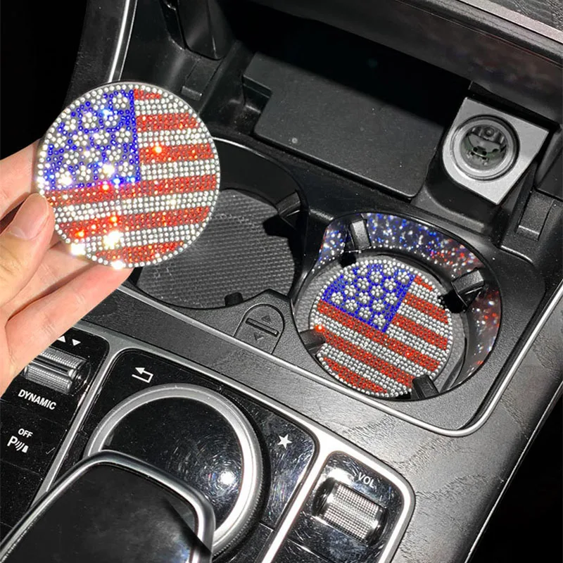 Creative Design Bling Car Cup Mat Interior Accessories Decoration Glitter Auto Supplies Water Bottle Anti-slip Protective Pads