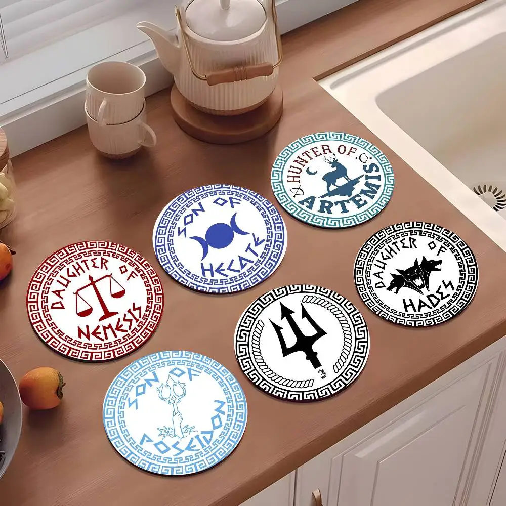 1pc Son Daughter Of Poseidon Greek Wooden Coaster Colour Printing Cup Mat Home Desk Decoration Gifts