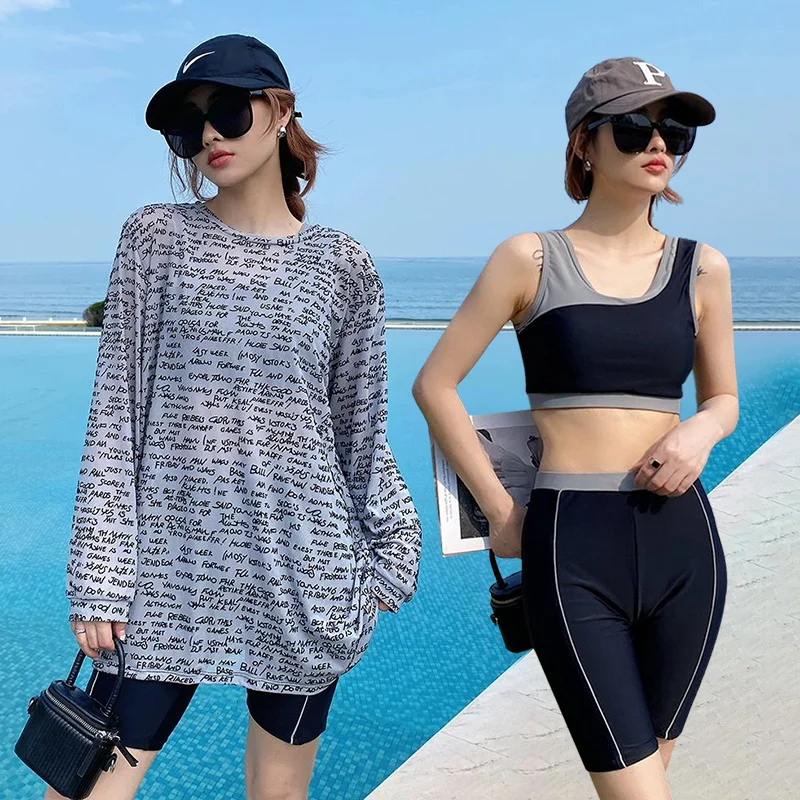 Costume da bagno da donna taglie forti Copricostume estivo in due pezzi Set sciolto in tre pezzi Hot Springs