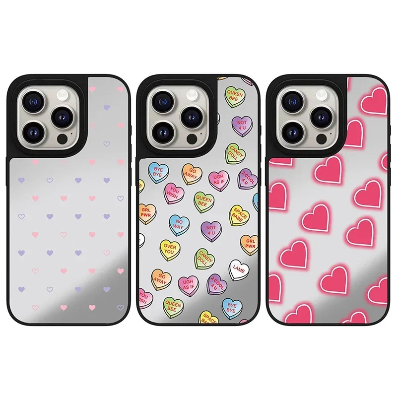 

Colorful Hearts Mirror Magnetic Phone Case Cover for IPhone 11 12 13 14 15 16 Pro Max Case for IPhone 16 Pro Max