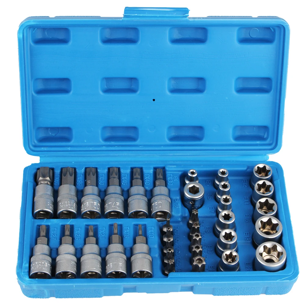 Chrome Vanadium steel Torx Star Socket Hexagon Wrench Set Pressure Batch Sleeve Set 34Pcs/set Car Repair Hand Tools Professional