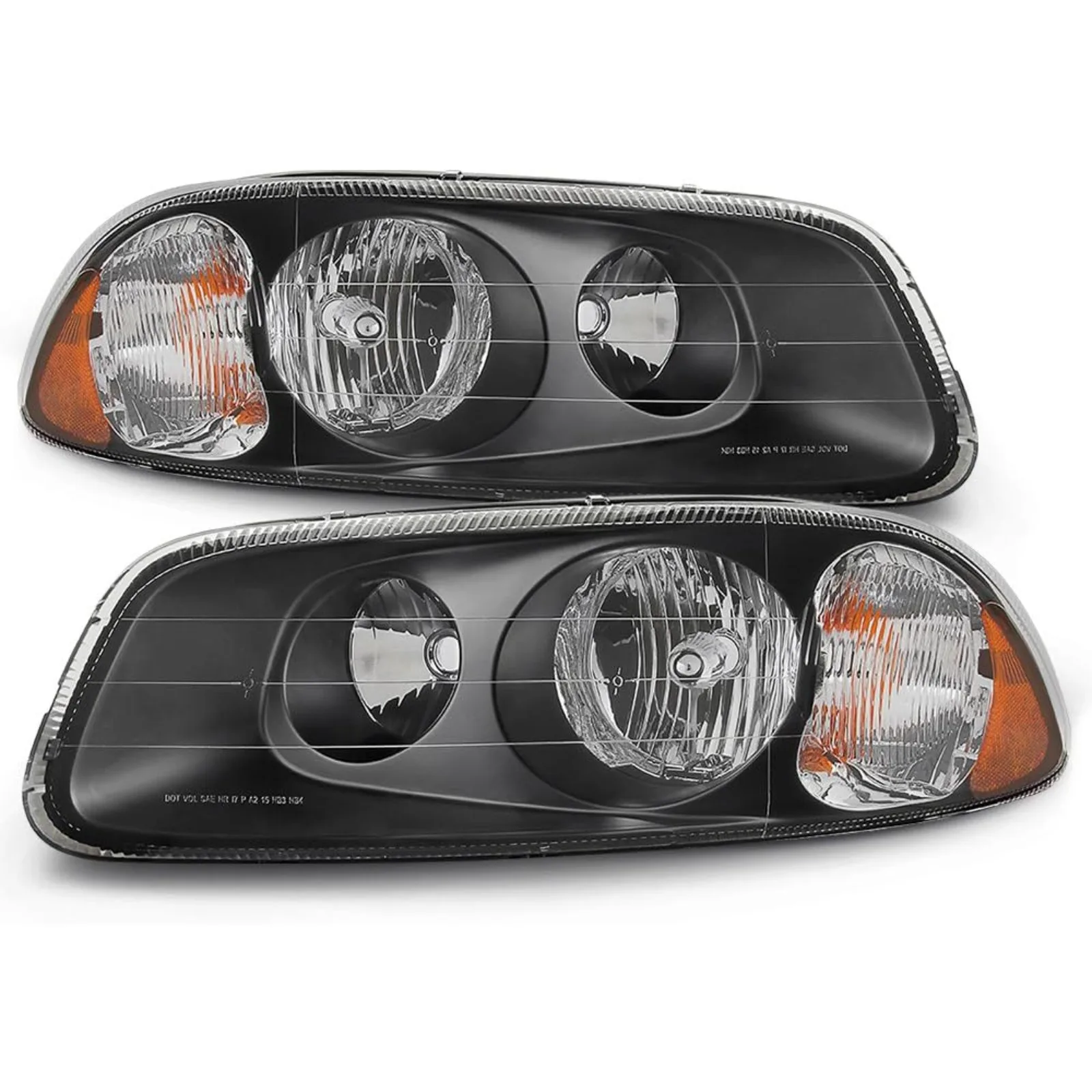 US  For 2008-09 Mack Granite GU7/GU8 + 1998-05 Mack Vision CX 600 + 2007 Mack Granite CV Headlights Black Assembly Set