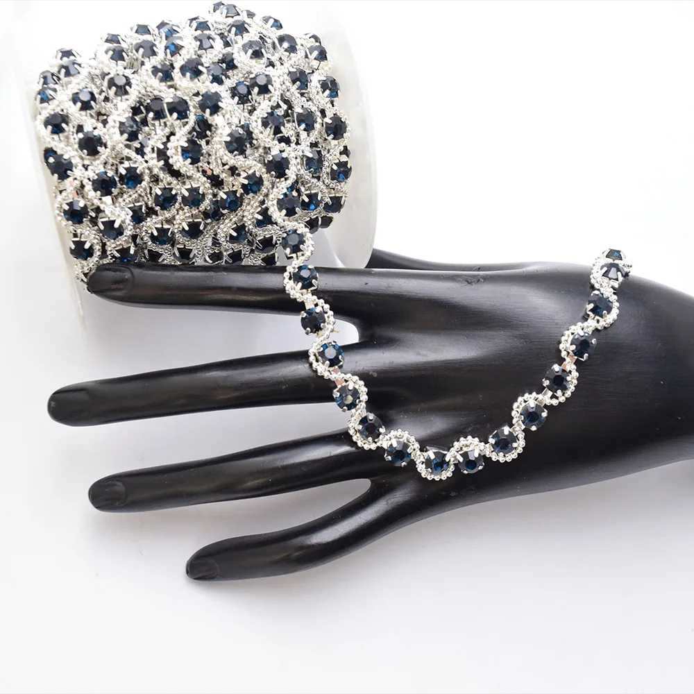 

Ink Blue Novelty Style Diamond Crystal Chain Decoration 1/5 Yard For Sewing Diy Accessories in Any Style Of Clothing