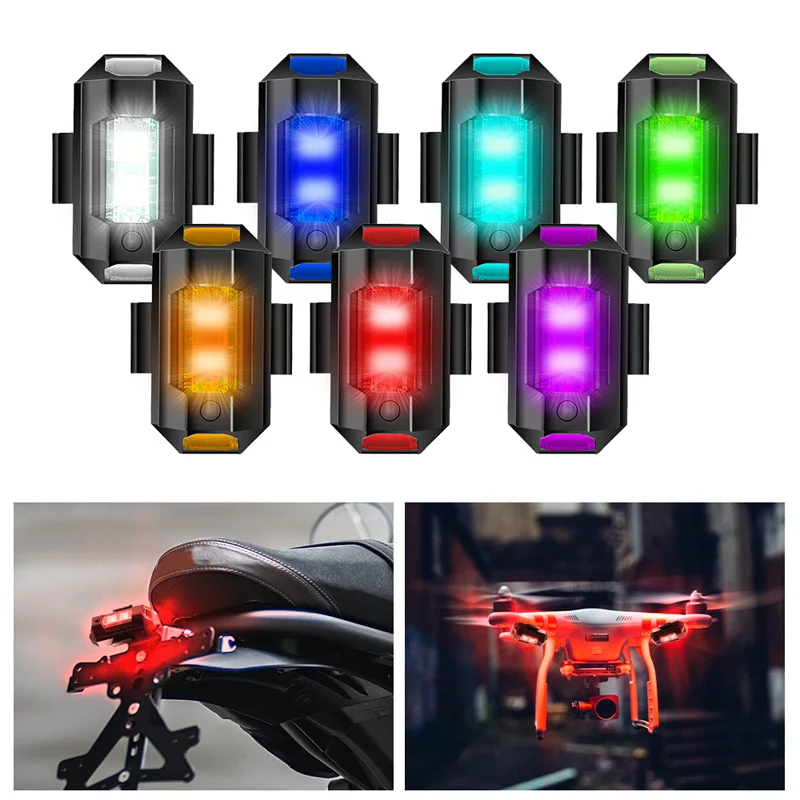 ZK30 Universal LED Anti-collision Bicycle Light Mini Signal Light Drone Bike Light 7 Colors Turn Signal Indicator Motorcycle