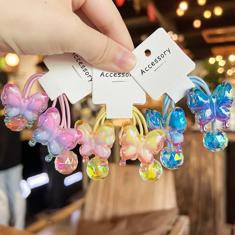 

Gradient Bow Hair Ties Korean Style High Elasticity Ponytail Holders for Girls Cute Braiding Hair Accessories
