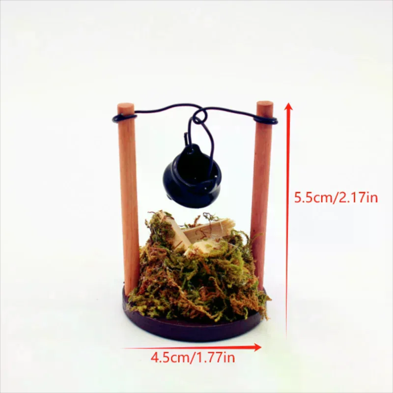 DIY casa de muñecas de juguete en miniatura escena de jardín al aire libre estufa colgante ligera modelo de pila de fuego cocina pila de leña juguetes de simulación para niños