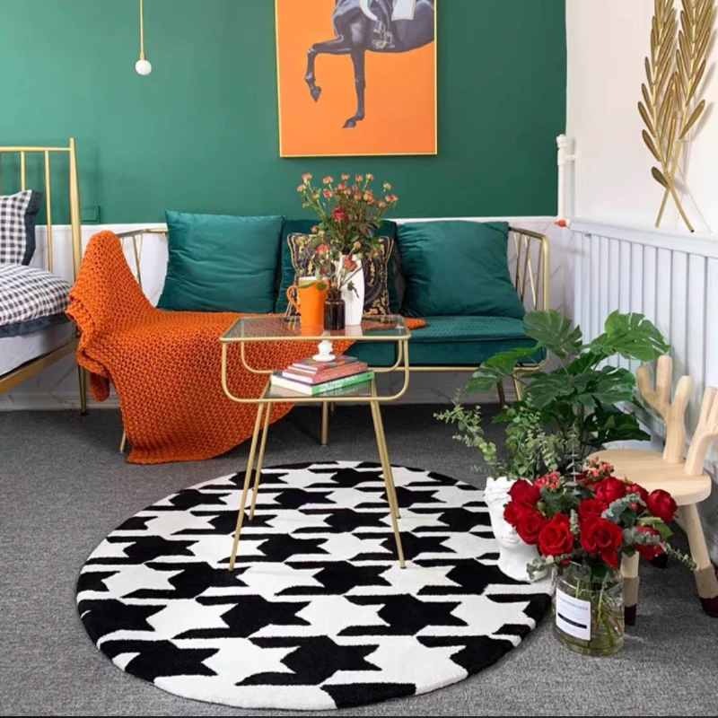 Modern Style Carpets for Living Room Thick Washable Bedside Floor Mat Minimalist Bedroom Decor Round Carpet Home Fluffy Soft Rug