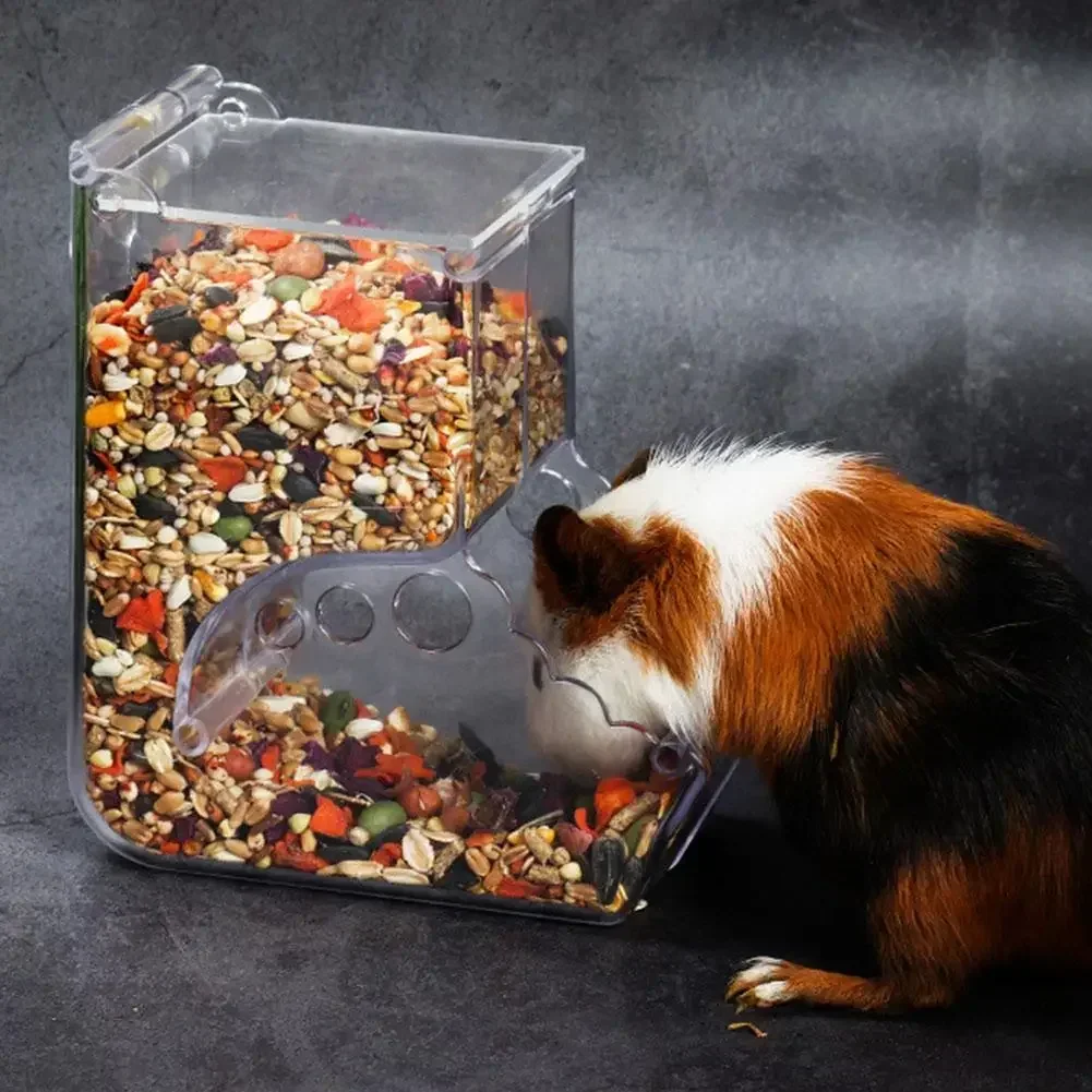 

NEW Hamster Rabbit Food Dispenser Feeder Plastic Clear Automatic Pet Feeder For Hamster Guinea Pigs Food Bowl Container