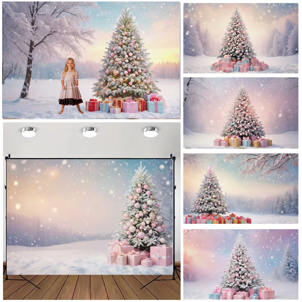 

MOON.QG Christmas Backgrounds For Photographs Photography Props Snowflake Xmas Trees Bokeh Backdrop Photocall Portrait Wallpaper