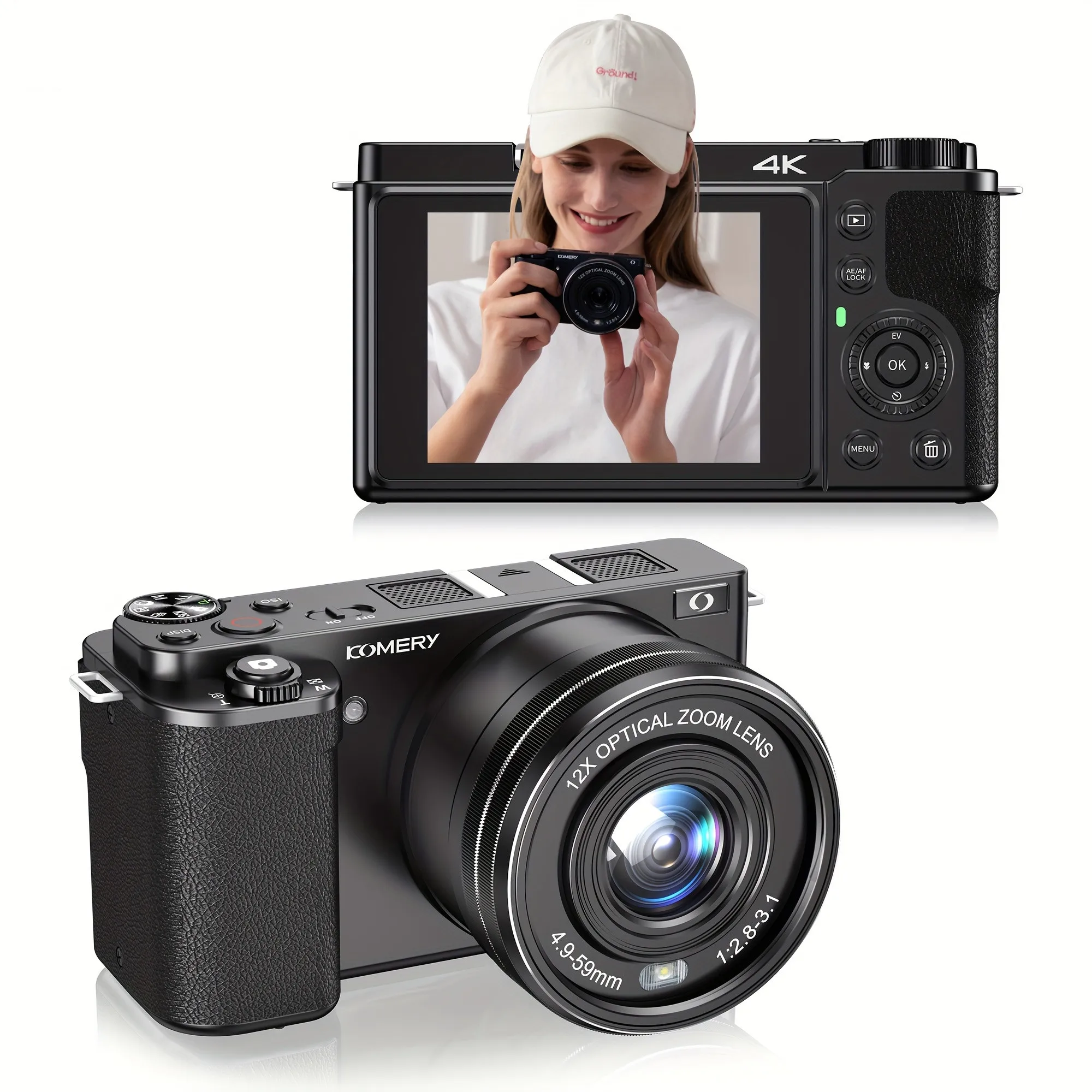 

64MP HD Digital SLR Camera For Photography 12X Optical Zoom Camera 4K WiFi Video Vlog Camcorder Webcam DSLR Cameras Auto Focus