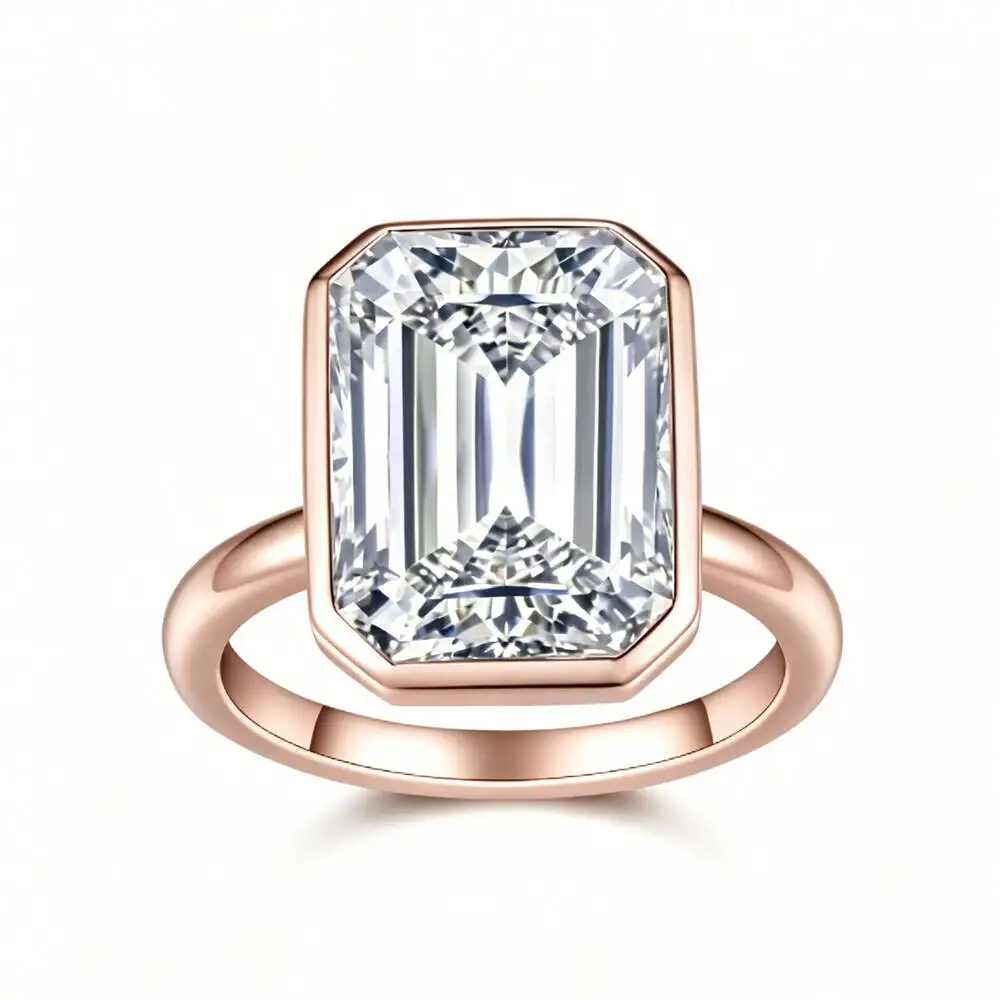 925 Silver Solitaire Emerald Cut Ring D VVS1 Moissanite Big Stone Minimalist Engagement Wedding Statement Fine Jewelry For Women