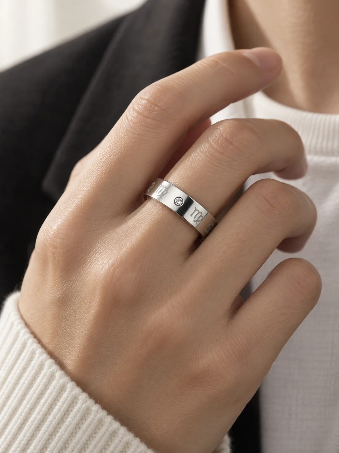 20Pcs/Lot Zodiac Rings Stainless Steel 12 Constellations Engraved CZ Crystal Band Unisex Men Women Lucky Jewelry Wholesale Bulk
