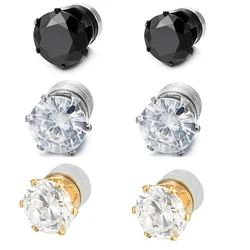 1Pair Magnetic Earrings Gold Color Ear Clips For Men Women Stud Earring Zircon Stud Earring Clip No Piercing Jewelry Gift