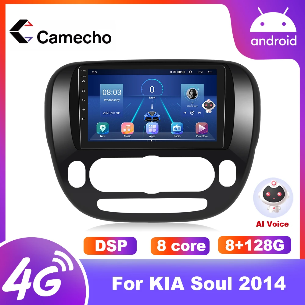 

Camecho 8G+128G IPS DSP RDS Android 4G Car Radio Multimedia Video Player for Kia Soul 2014 - 2018 WiFi Bluetooth carplay Auto