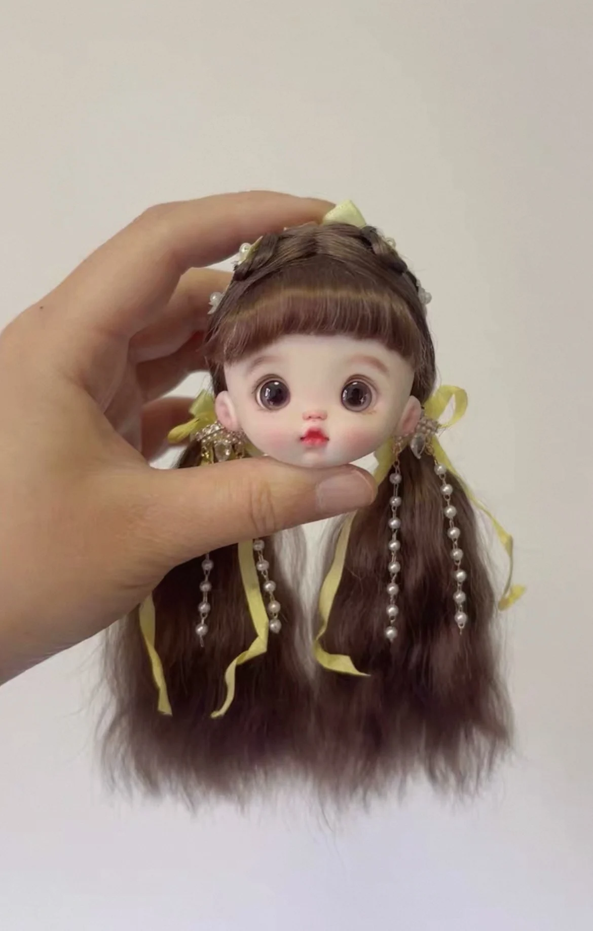 

Hair for doll 14cm ob11 wig 5-6" doll hair head shell mohair wig free shipping