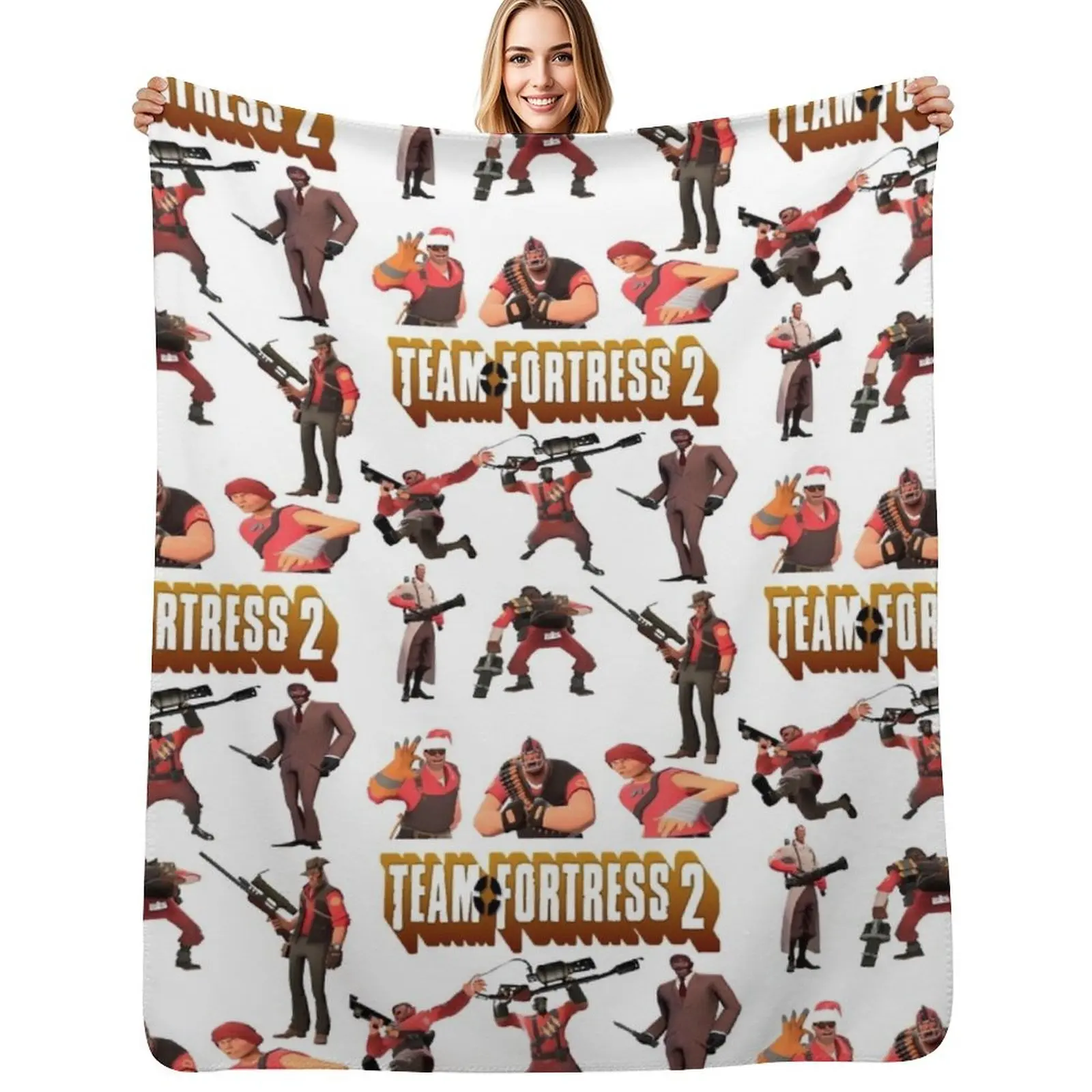 

Team Fortress 2 - All Characters / Classes with TF2 Logo Throw Blanket Decorative Sofas Plaid Thin Blankets