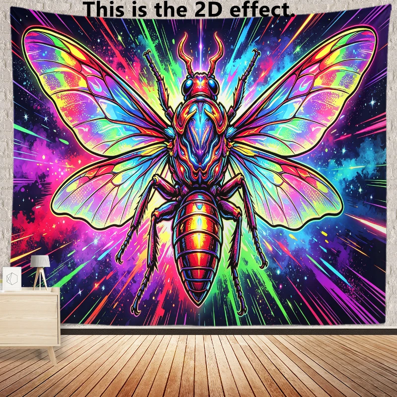 Psychedelic Cicada Background Cloth Hanging Cloth Bedroom Bedside Decorative Wall Cloth Dormitory Tapestry