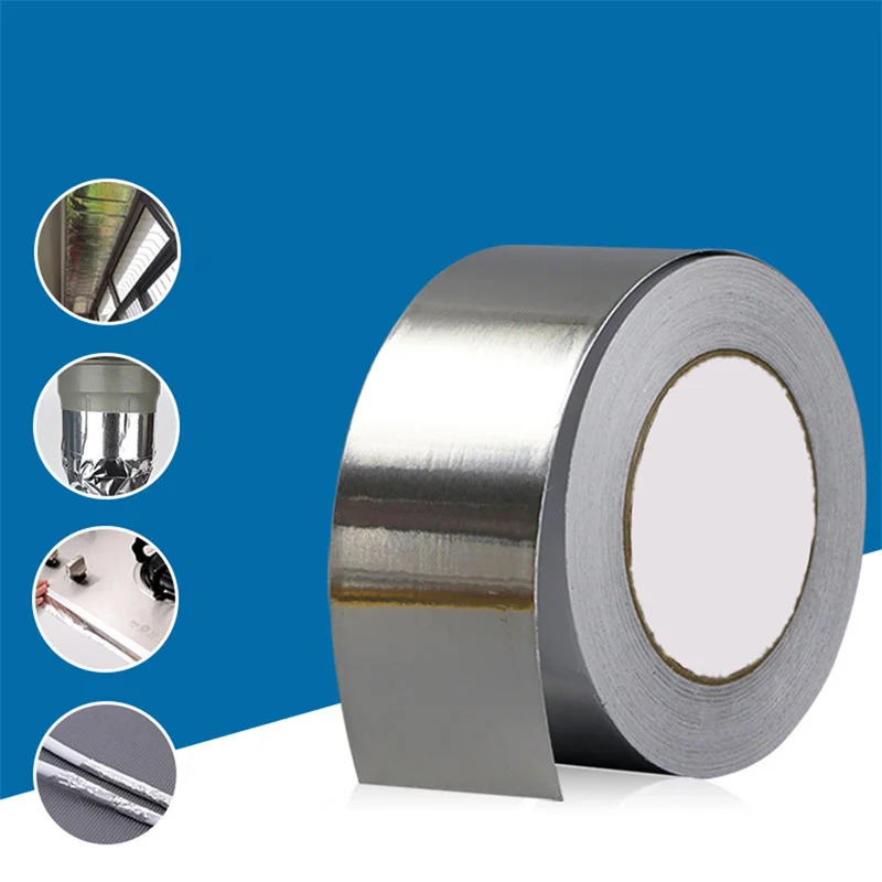 High Temperature Resistance Aluminum Foil Tape Kitchen Pipe Repair Tape Adhesive Sealing Foil Heat Insulation Leak Proof Tape