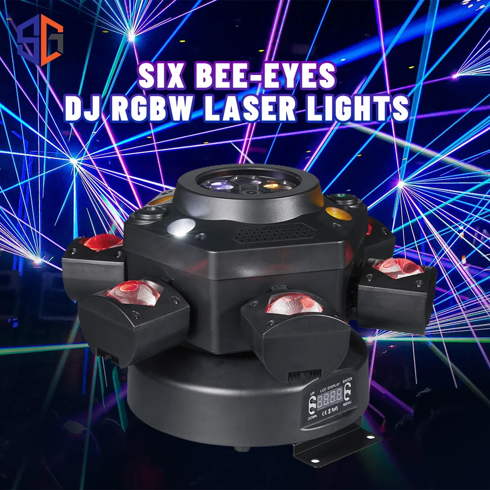 

New RGBW Head Moving Head Beam Light DMX Laser Strobe Light Dj Club Bar Stage Lighting Party Disco Colorful Rotating Beam Lights