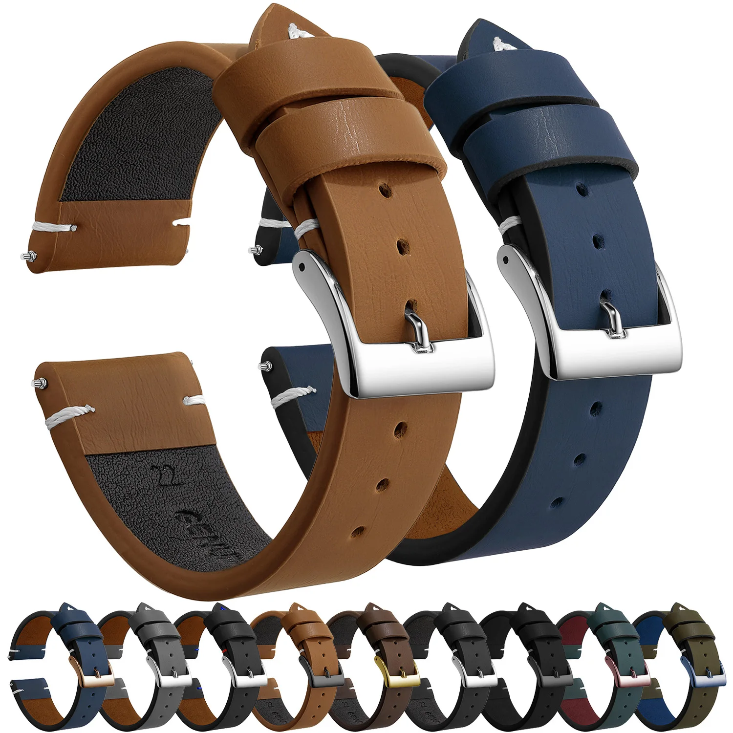 Bracelet de montre en cuir, Sport Vintage, pour hommes et femmes, boucle en acier inoxydable, accessoires de montre 18mm 20mm 22mm