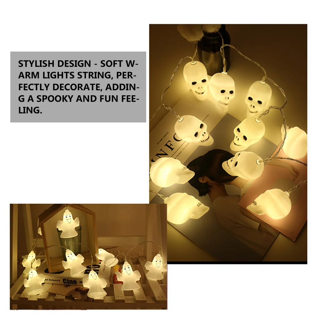 1Pcs Halloween Geist Licht String LED Betrieben Warme Glow Party Dekoration Outdoor Garten Lichter Geister Licht