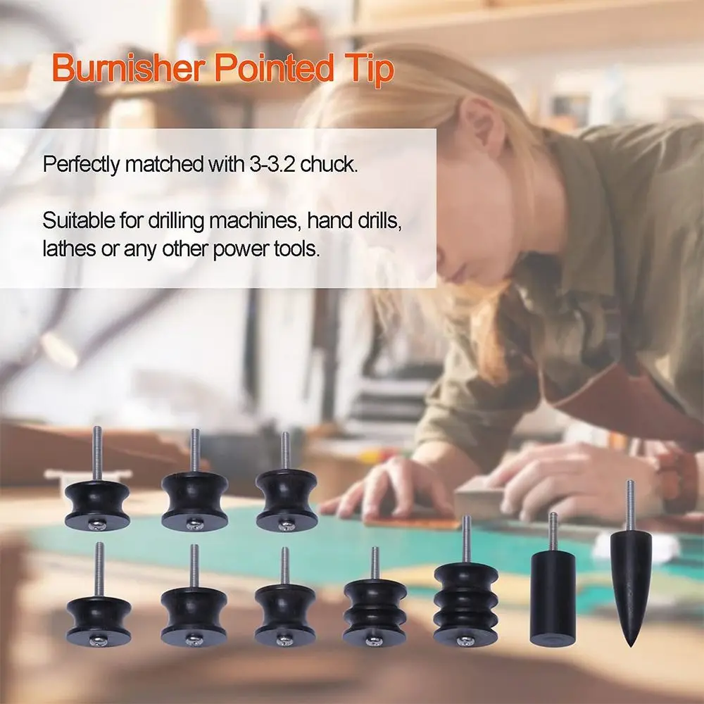 

Flat/Pointed Head Leather Burnisher Polished Rods Handicraft DIY Tools Electric Polishing Slicker Black Ebony Wood