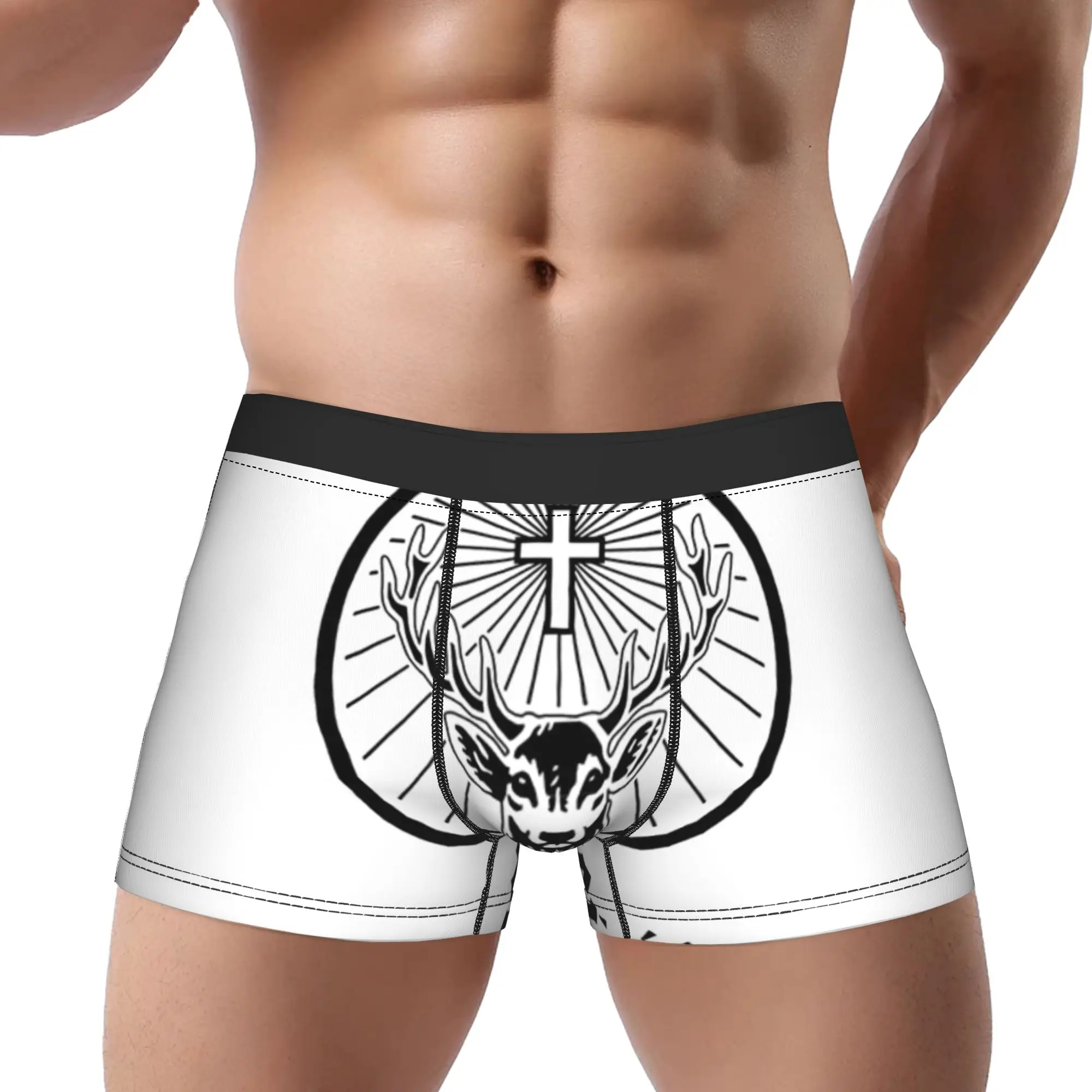 Jägermeister Deer Head Black Jägermeister Underpants Homme Panties Ropa interior para hombre Pantalones cortos estampados Calzoncillos tipo bóxer