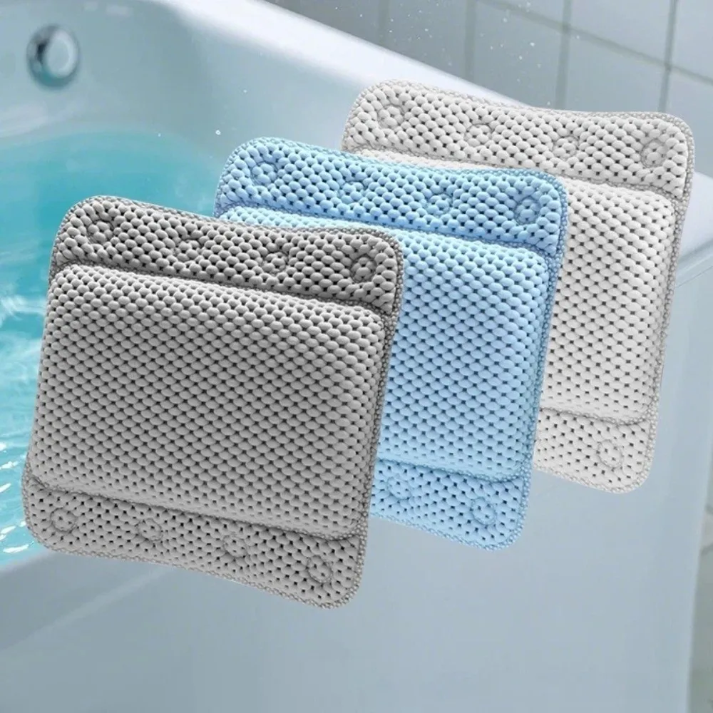 

New PVC Material Neck Bathtub Cushion White Soft SPA Bath Pillow Neck Support with Suction Cup Bath Headrest for Bath Time