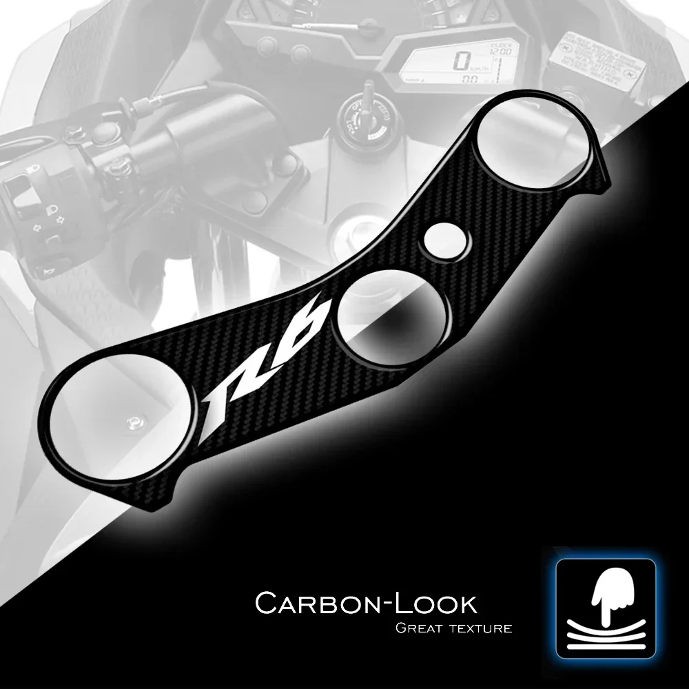 3D motorcycle Carbon-look Upper Triple Yoke Cover Protector Decal sticker Case For Yamaha YZF R6 2006-2016 image 2