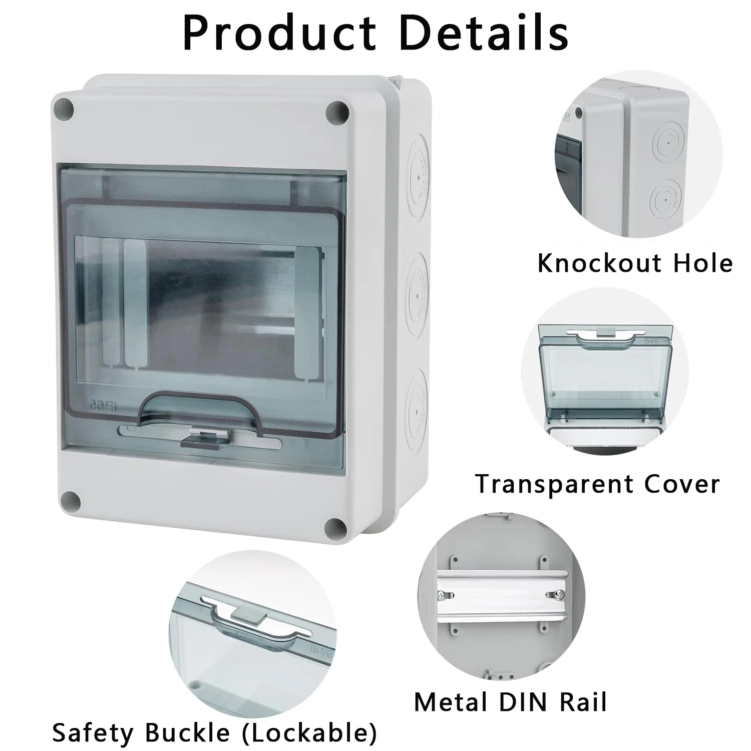 Scatola di distribuzione elettrica impermeabile IP65 serie HT 5/8/12/15/18/24 vie Interruttore automatico PC Scatola di giunzione di alimentazione MCB in plastica ABS