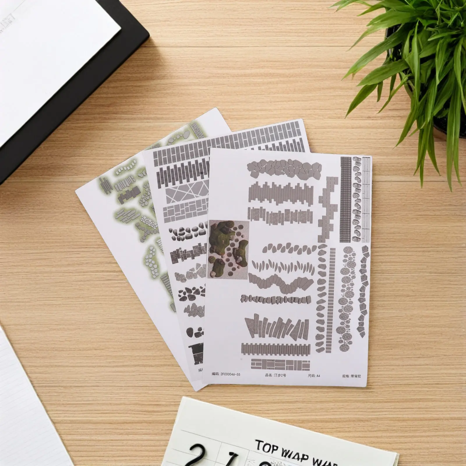 3 Sheets Micro Scale Road Stickers Self Adhesive Paving Sheets for Architectural Sandscape Diorama Urban Garden Terrain