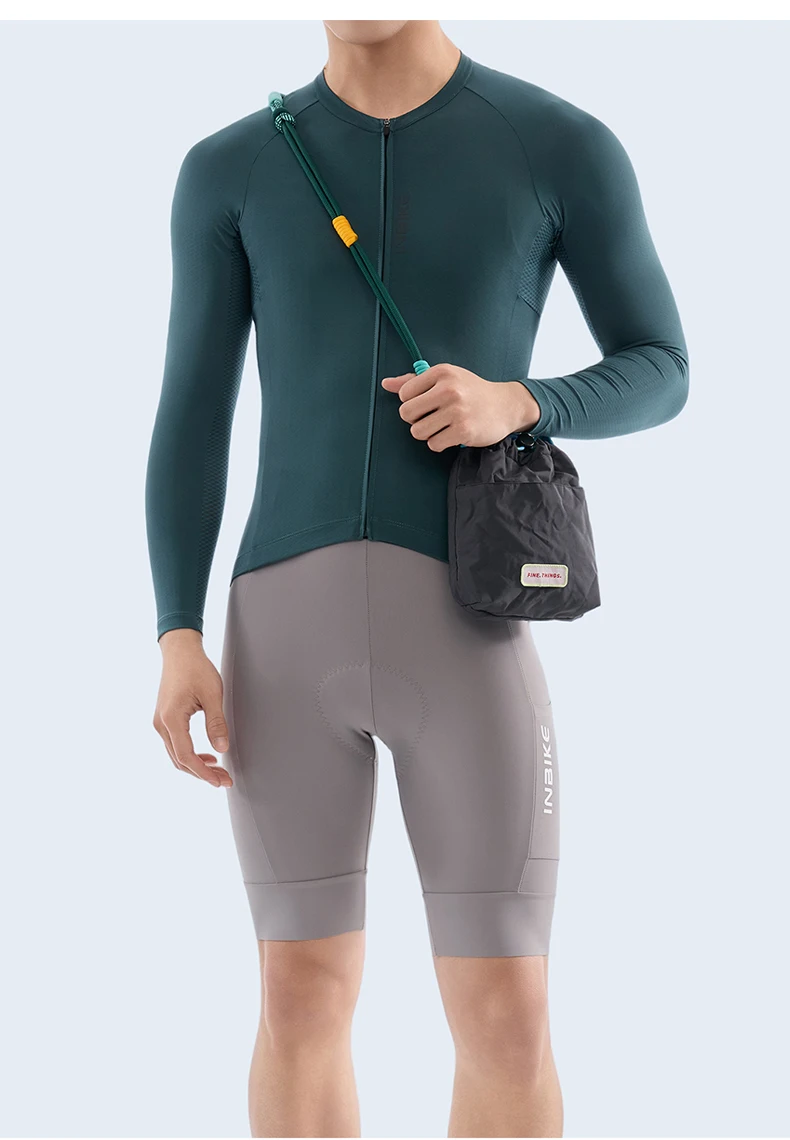 INBIKE Herren-Radtrikot-Shorts mit Polsterung, Sommer-Stoßdämpfende Atmungsaktive Schnelltrocknende Radsport-Trägerhose, MTB-Fahrradhose – Detail 15