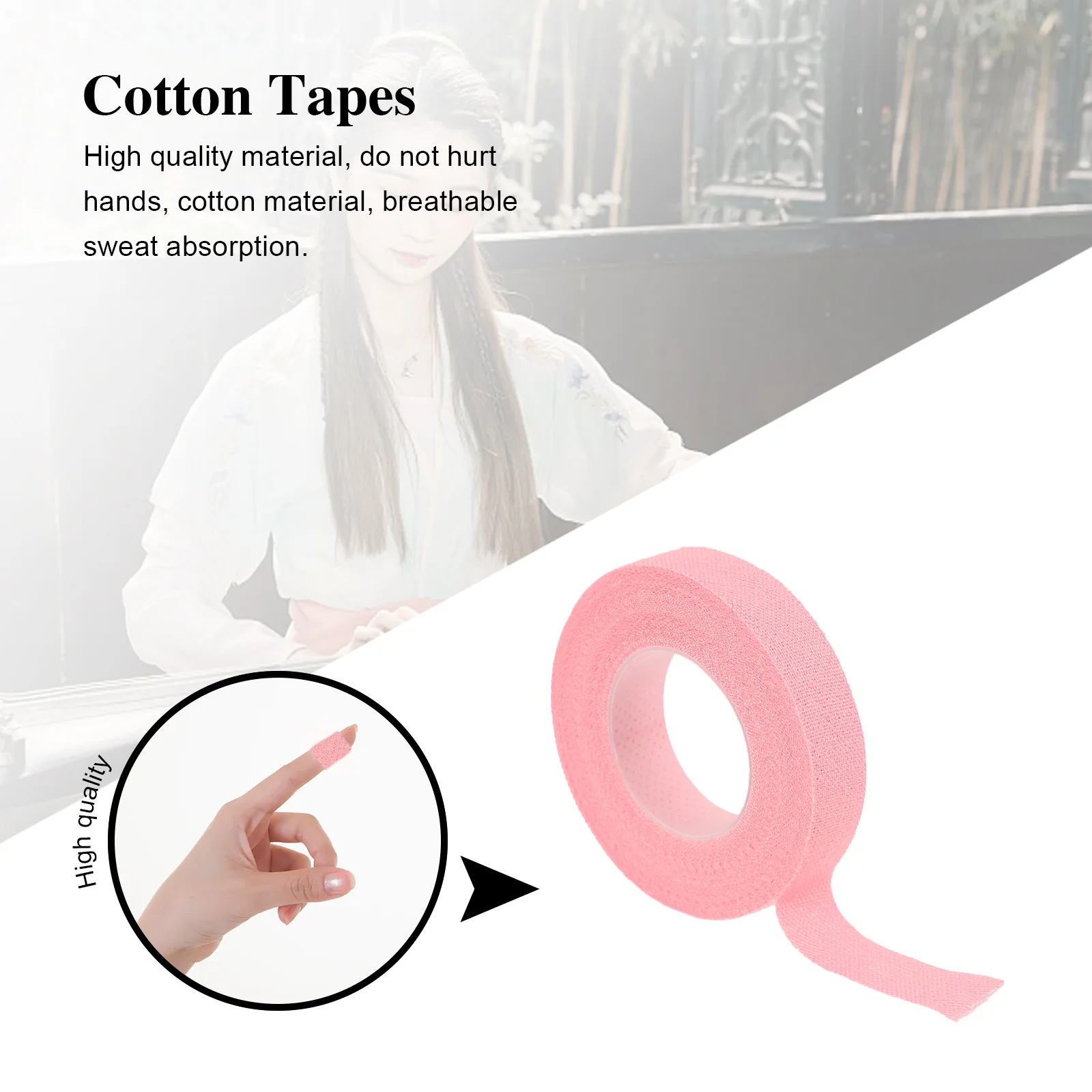 5m Nail Tape Cotton Tapes Chinese Zither Finger Breathable Protector Adhesive Self-adhesive Guitar Protection Sports Lyre Harp