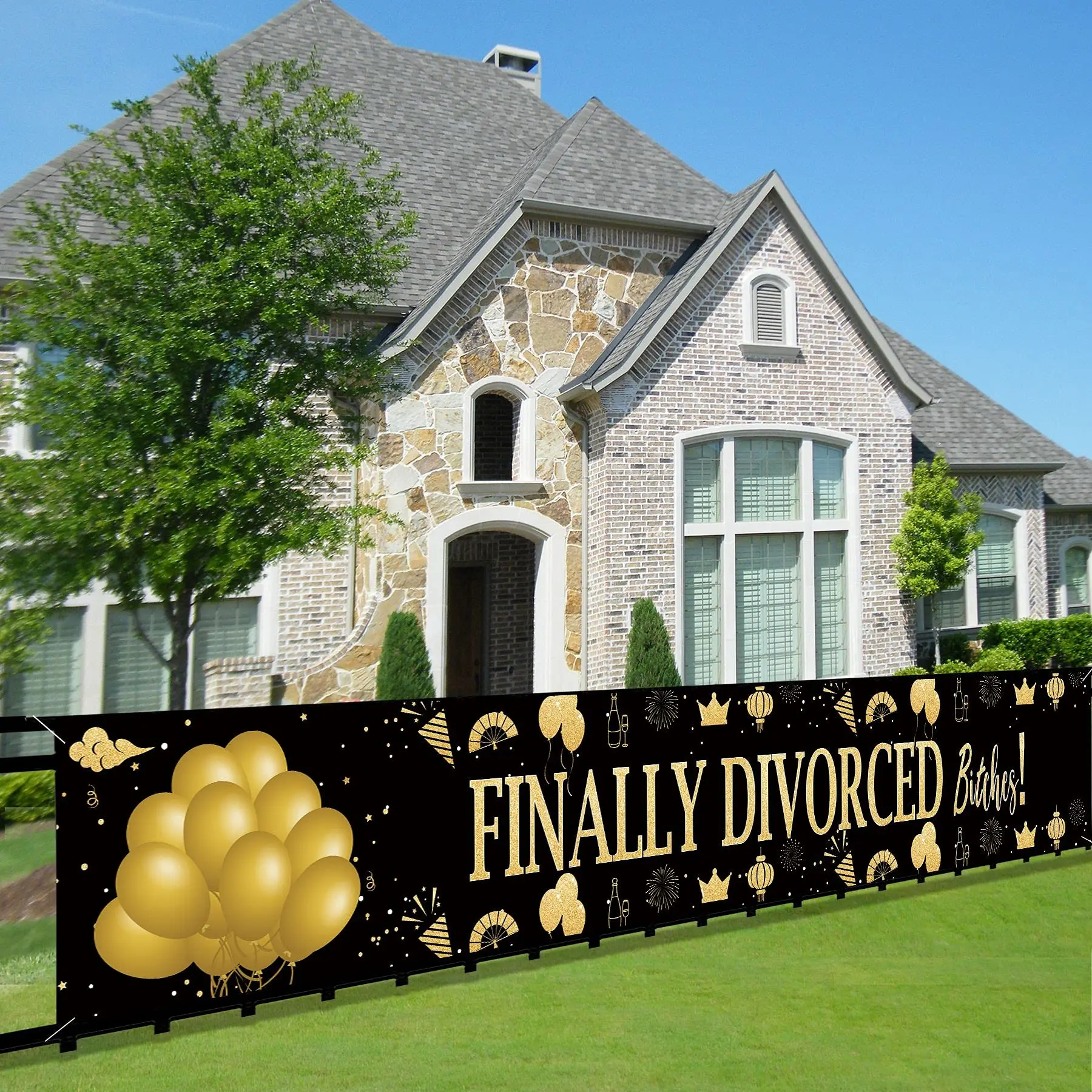 Finally Divorced Banner Party Porch Sign Decorations Supplies Single Party Photo Booth Backdrop Divorce Gifts for Women and Men