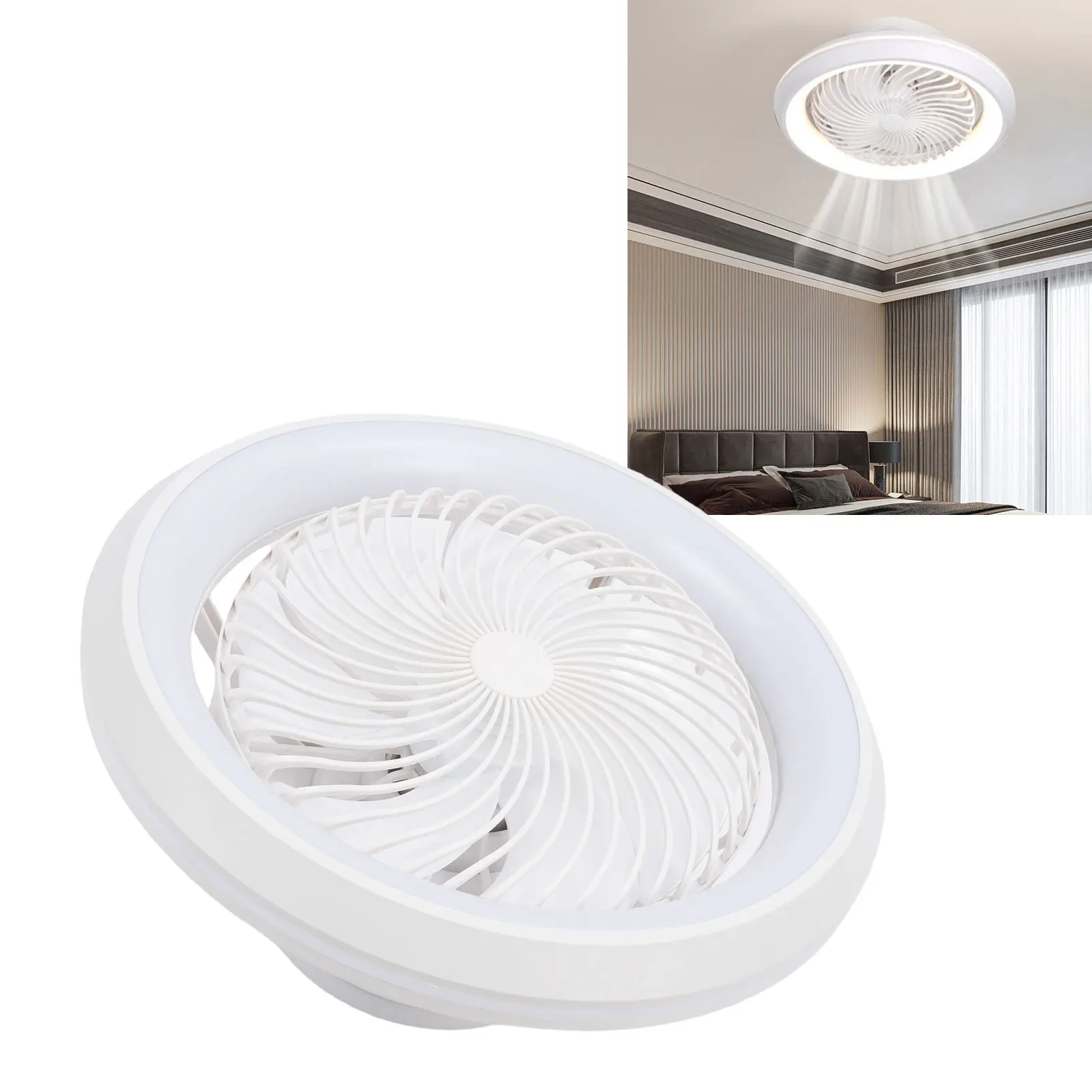 

Enclosed Ceiling Fan with LED Light 6 Speed Dimmable Remote Control Ceiling Fan Light for Bedroom Living Room