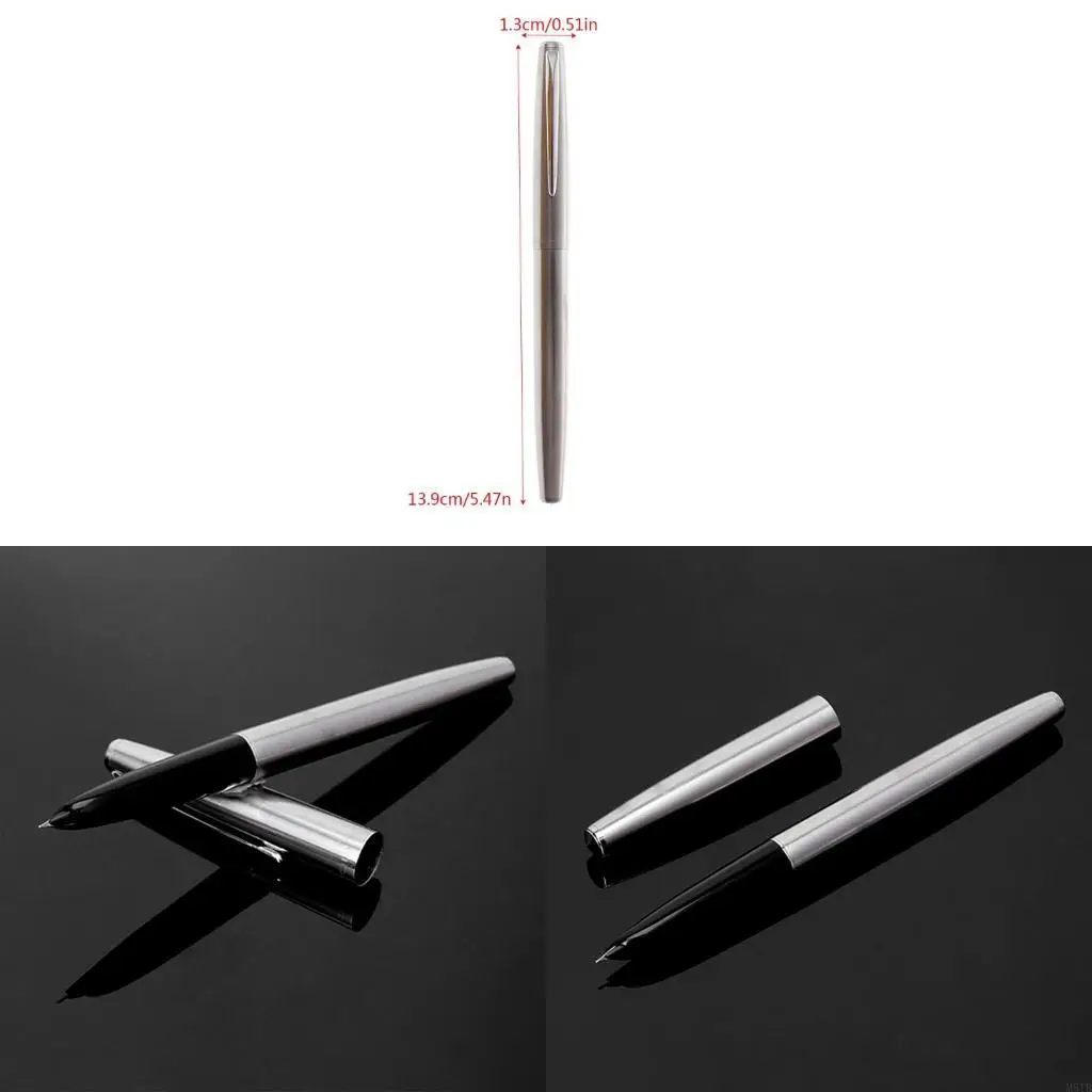 

M5TB Trim Silver Fountain Pen 0.38mm Fine Nib Smooth Writing Marker Best Present