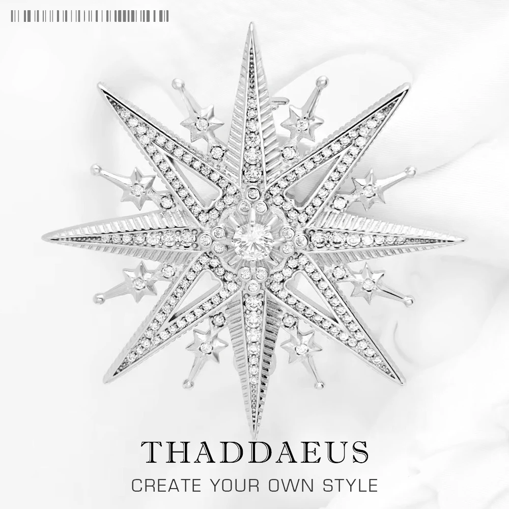 بروش رويال ستار، مجوهرات راقية جديدة، هدية عصرية للنساء من الفضة الإسترليني عيار 925 الصلبة #1