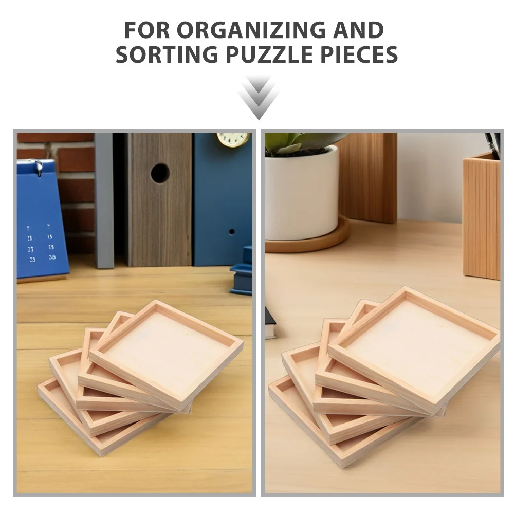 8 szt. Drewnianych puzzli 3D z tacką, organizer, gładka powierzchnia, puzzle blokowe, tablica do sortowania, rodzinne materiały do rękodzieła Montessori, przechowywanie