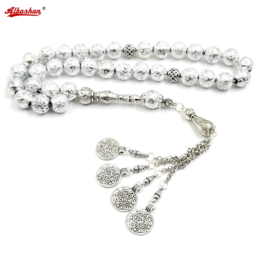 Tasbih Natural lava stone plating rosary Muslim eid gift islamic 33 prayer beads arabian bracelet misbaha