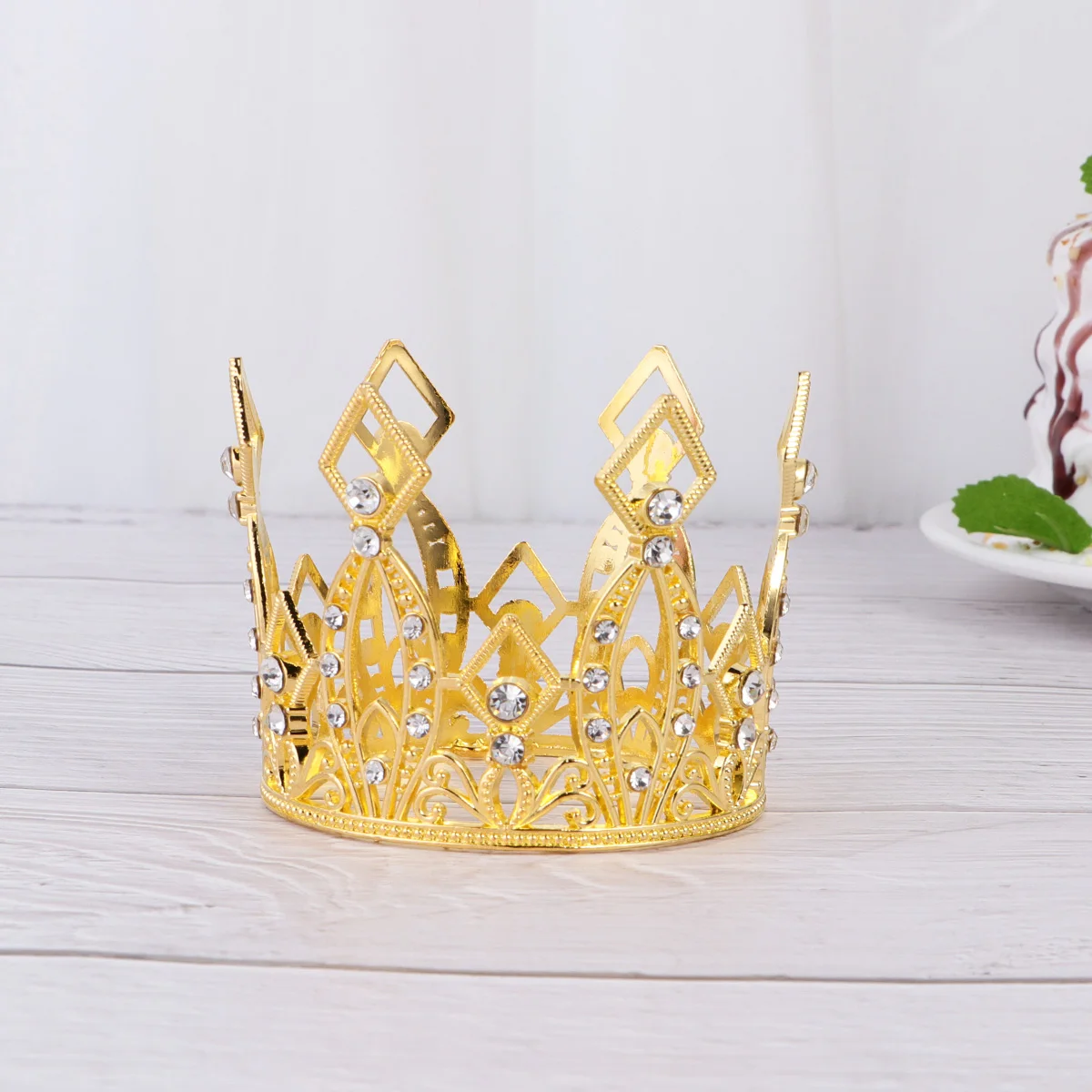 

2 Pcs Tiara Ladies' Party Decorations Dessert Crown Birthday Cake Golden Toppers