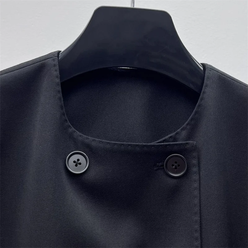 Immagine 5: Giacca da donna 2026 estiva nuova, doppiopetto, slim fit, a maniche lunghe, in misto lana, casual, lunga, stile gonna a abito