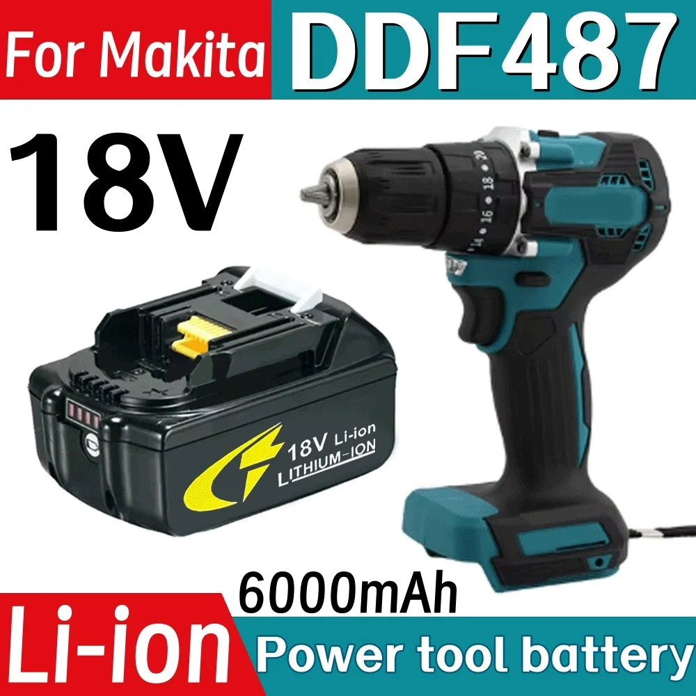 For Makita DDF487 cordless drill brushless electric impact screwdriver rechargeable power tool compatible with 18V battery