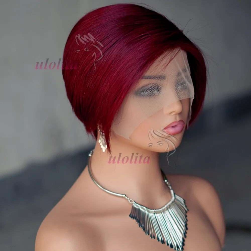 99JPixie Cut 13x4 Transparente Lace-Front-Perücken für Frauen, kurze Bob-Perücke, Inidan, vorgezupfte Lace-Frontal-Perücke aus Echthaar, 200 Dichte – Detail 6