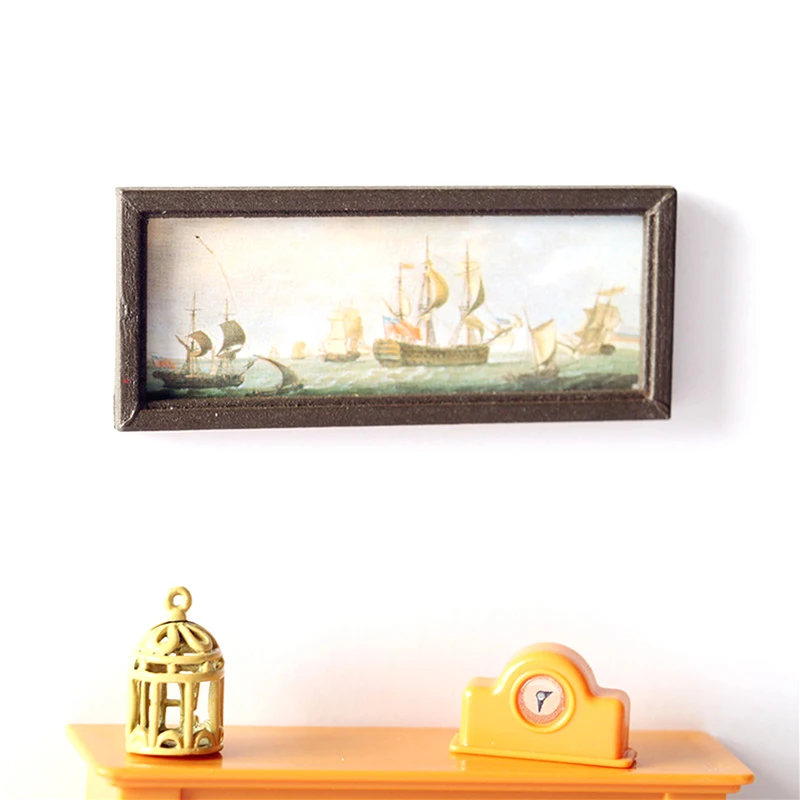 Dollhouse Oil Painting Wall Sailboat Picture Accessories 1:12 Dollhouse