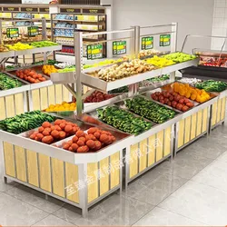 Stainless steel fruit and vegetable racks, supermarket fruit and vegetable racks, fresh shelves, shopping mall vegetable racks