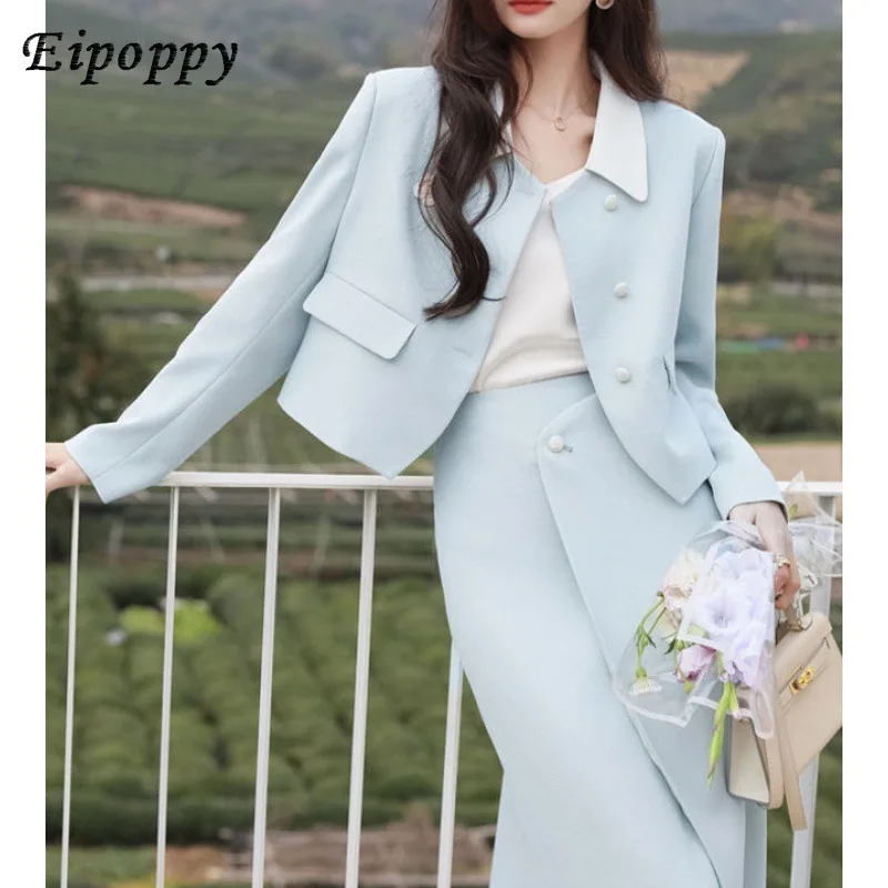 

Two-Piece Autumn and Winter New High Waist Skirt Long Sleeve Small Suit Outfit Women