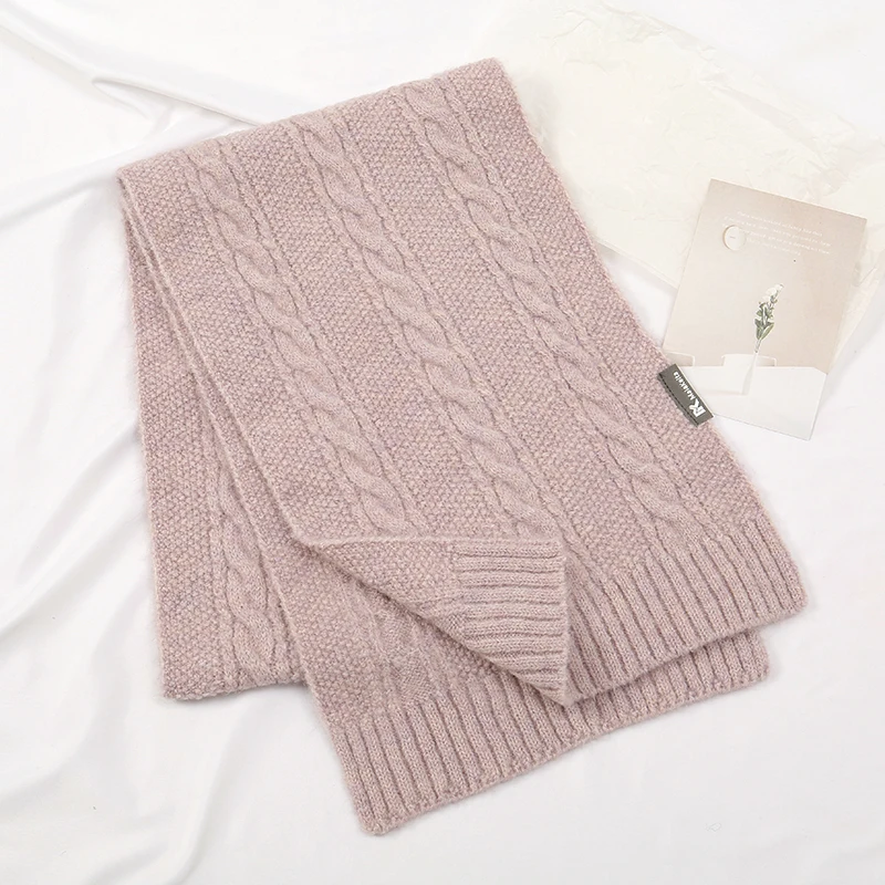 Winter Cashmere Women Scarf Female Luxury Brand Scarves Lady Knit Bandana Women Solid Shawl Wraps Foulard Wool Pashmina 2024